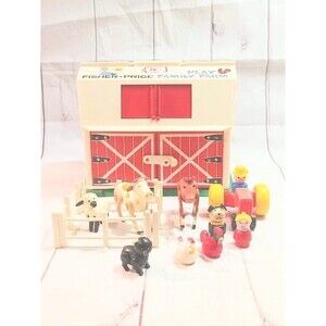 Vintage Fisher Price Little People Play Family Farm Barn Playset
